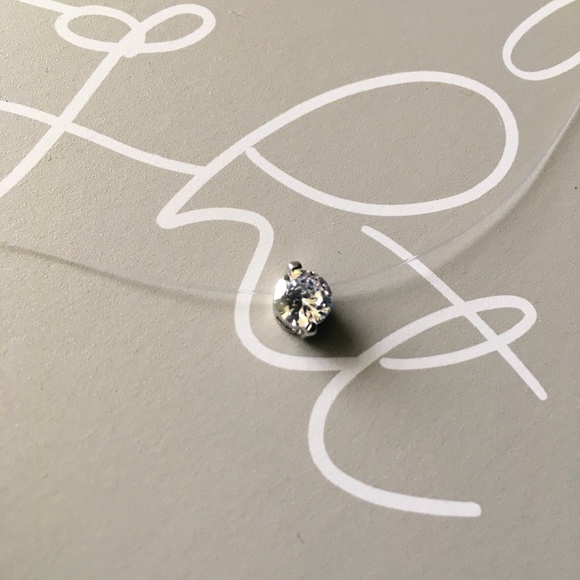 Round Simulated Diamond Invisible Choker Necklace - Picture 7 of 10